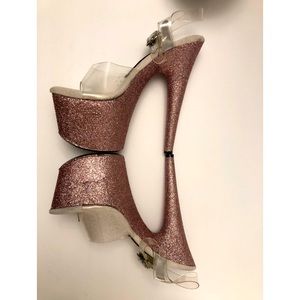 GH Glitter Heels Pink Sparkling Platform Stiletto Sandals